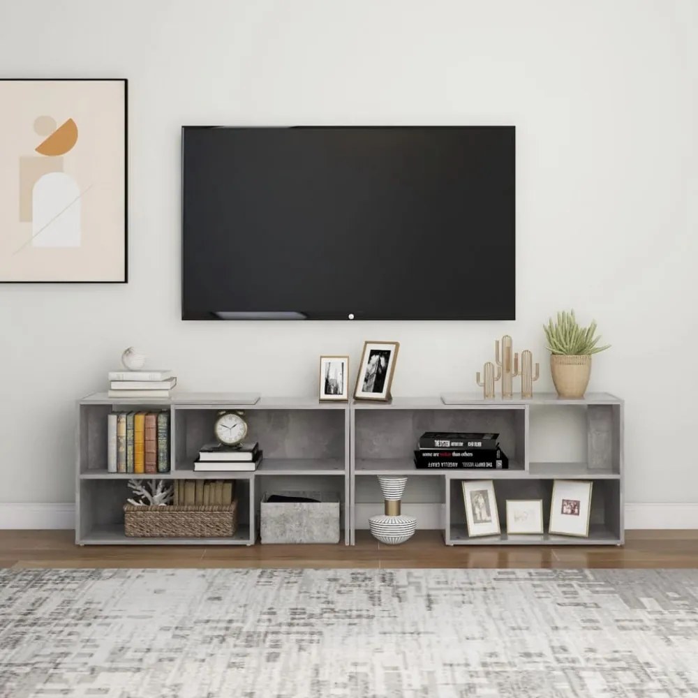 betonszürke szerelt fa TV-szekrény 149 x 30 x 52 cm