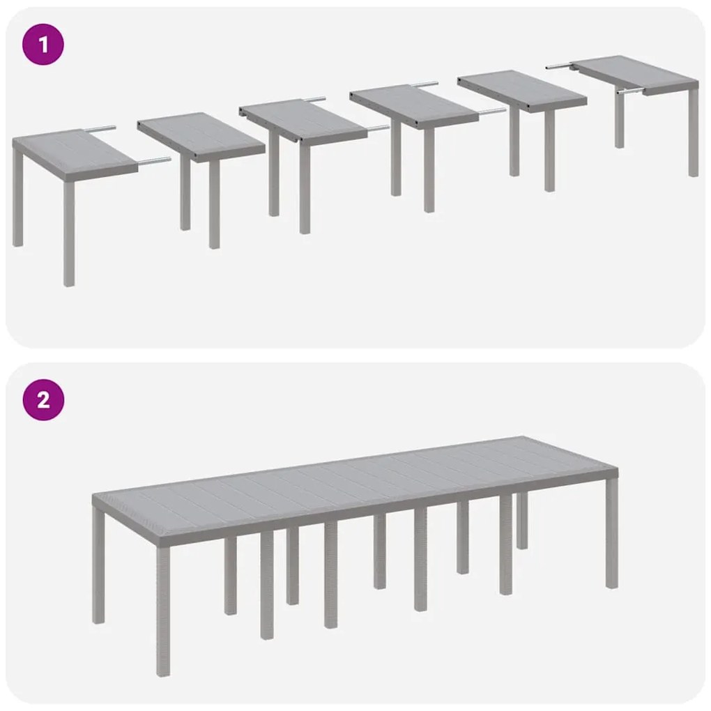 Kert étkező szett 13 pcs Világosszürke Poli rattan