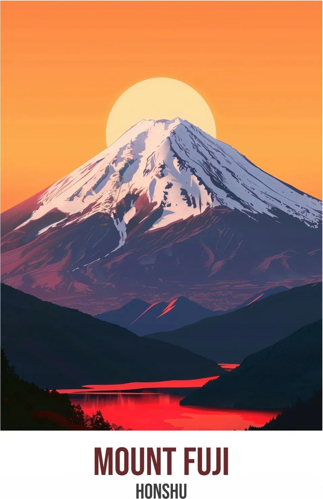 Poszter 20,5x28,4cm Mount Fuji, Honshu