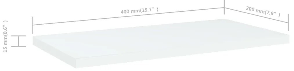4 db fehér szerelt fa könyvespolc 40 x 20 x 1,5 cm