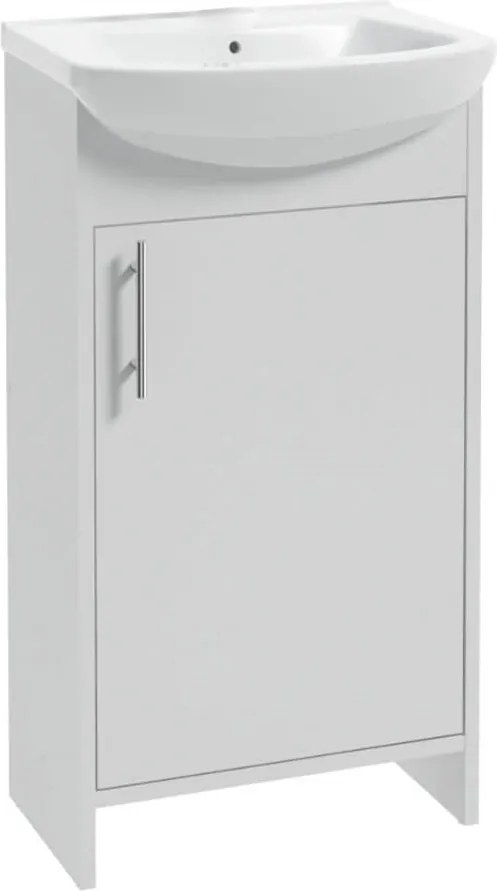 Fürdőszoba szekrény mosdóval 45 cm fehér álló praktikus robusztus
