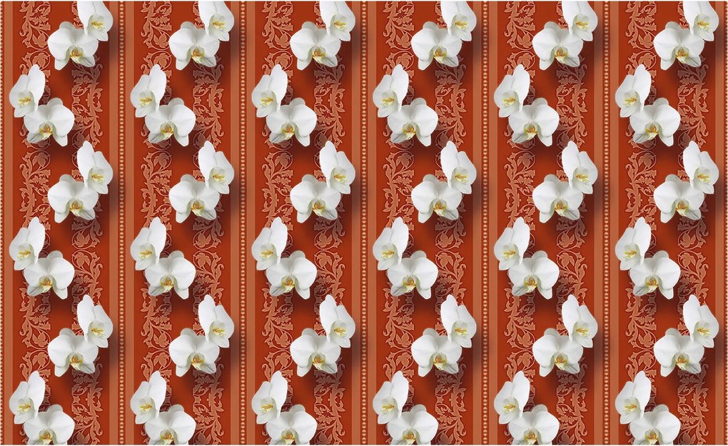Flizelin fotótapéta Orchideák piros-arany háttér textúra 368x254 +ragasztó