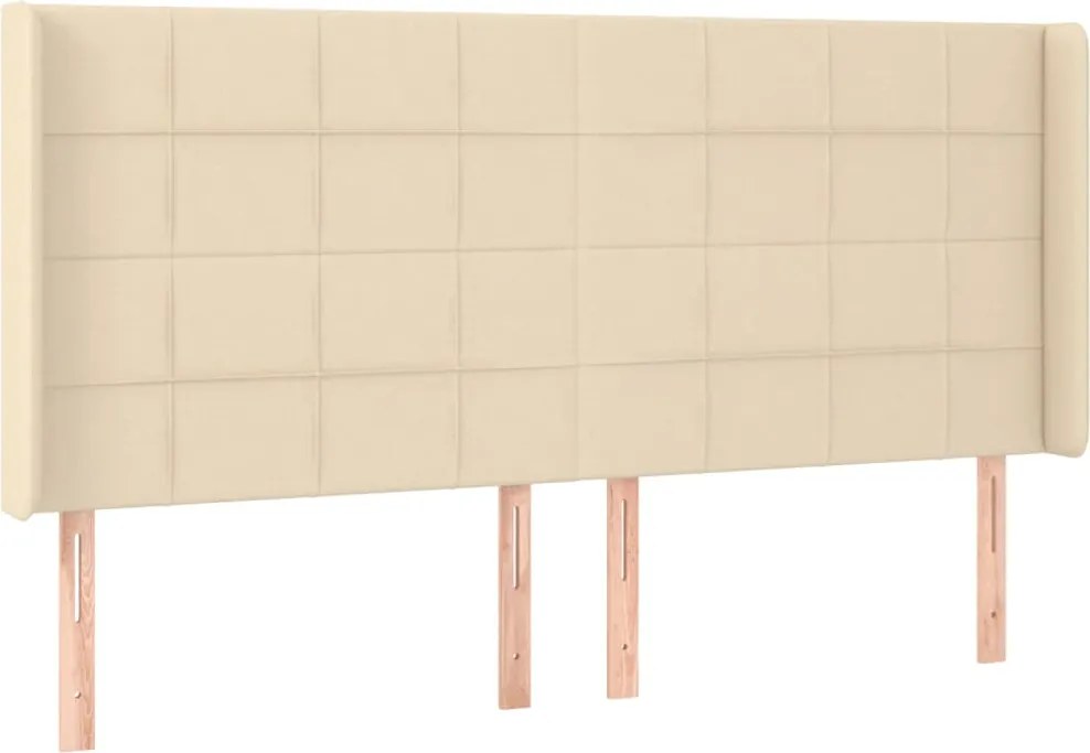 vidaXL krémszínű szövet fejtámla szárnyakkal 203x16x118/128 cm