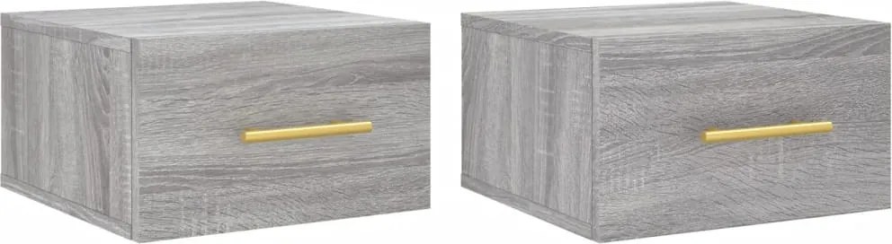 vidaXL 2 db szürke sonoma falra szerelhető éjjeliszekrény 35x35x20 cm