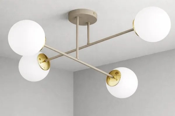 Brilagi - Felületre szerelhető csillár MILO ECRU 4xE27/60W/230V, bézs/arany