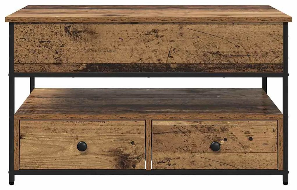 vidaXL Dohányzóasztal fiókkal Öreg fa 85 x 50 x 50 cm Faanyag