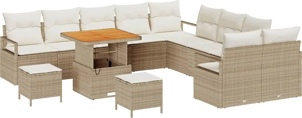 vidaXL Kerti Kanapé Szett párnával tárolóval 13 pcs Beige és krém