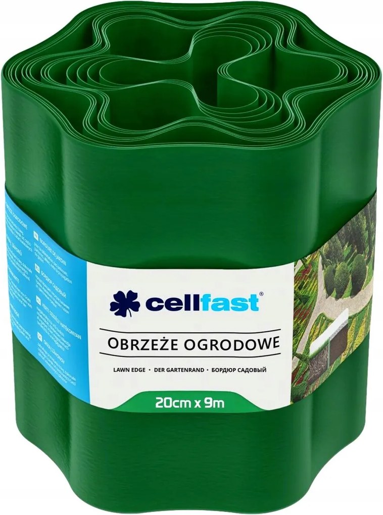 Kerti Gyepszegély Rugalmas Hullámos 20cm 9m Zöld Cellfast