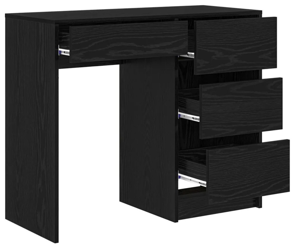 Asztal fiókkal polcokkal Musta tammi 90 x 37,5 x 75 cm Faanyag