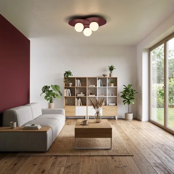 Mennyezeti lámpatest FLAT 3xE27/15W/230V 55x60 cm bordó