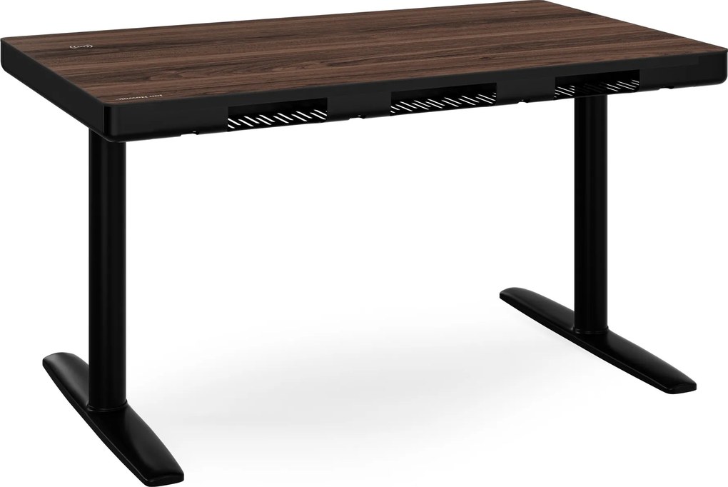 Elektromos ülő-álló íróasztal fiókkal és Qi vezeték nélküli töltővel fekete/dió, 1200 mm: ELLIS