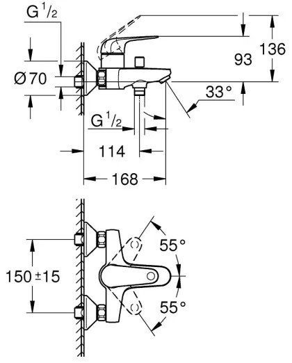 GROHE 24335001 - Kádcsaptelep DN 15, fényes króm