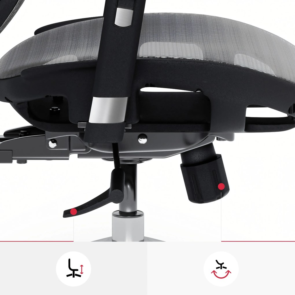 Ergonomikus hálós irodai szék, fekete-szürke: Diablo V-Basic