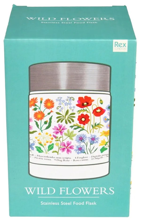 Krémszínű-ezüstszínű ételtartó gyerek termosz 450 ml Wild Flowers – Rex London
