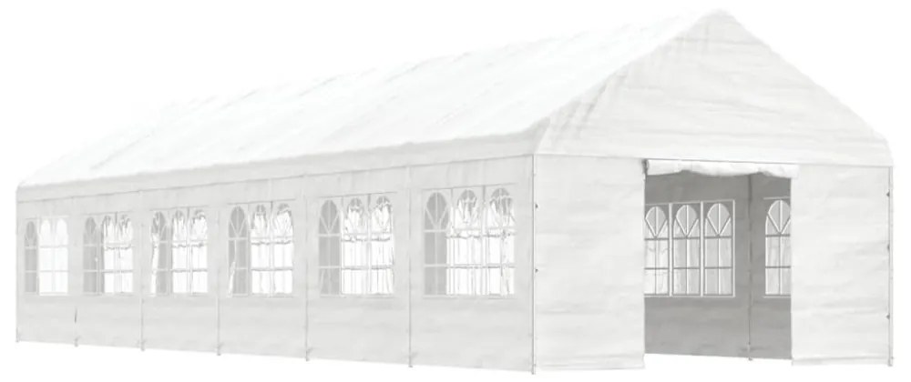 fehér polietilén pavilon tetővel 13,38 x 4,08 x 3,22 m