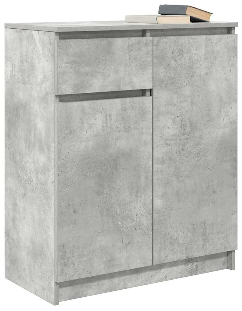 betonszürke szerelt fa tálalószekrény fiókos 71x35x84 cm