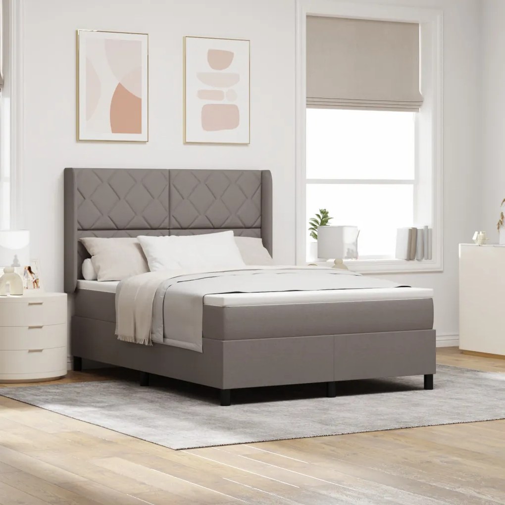 Boxspring Ágy Matraccal és LED-del Bézs 140x190 cm Szövet