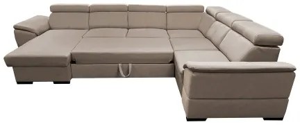 Ággyá alakítható ülőgarnitúra univerzális U-alakú sarokkal és tárolóhellyel GRANADA, bézs