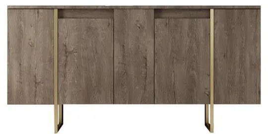 Konzolasztal Luxe - Walnut, Gold