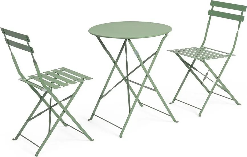 Zsályaszínű acél kétszemélyes kerti étkezőgarnitúra Austin – Bizzotto