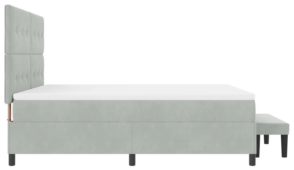 Boxspring Ágy Matraccal és Padlóval, Világosszürke, 180x200 cm, Bársony