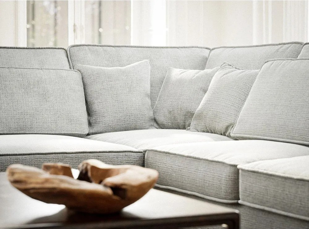 Világosszürke zsenília sarokkanapé (bal oldali-L alakú) Kirou – Maison de Rêve