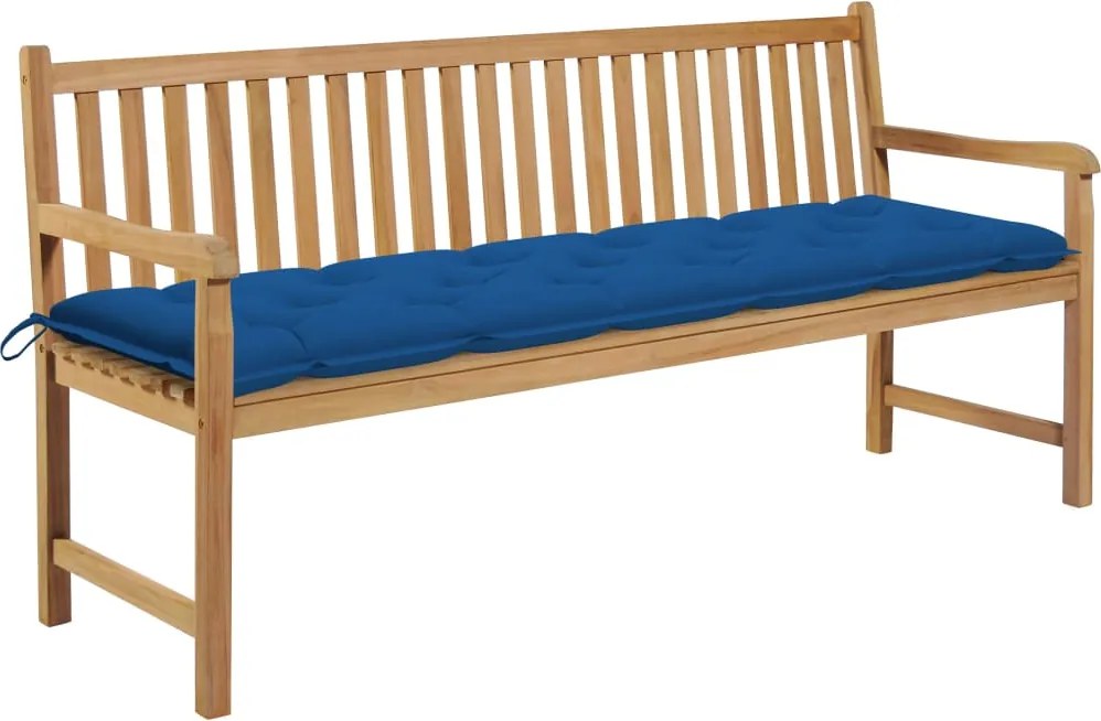 vidaXL tömör tíkfa kerti pad kék párnával 175 cm