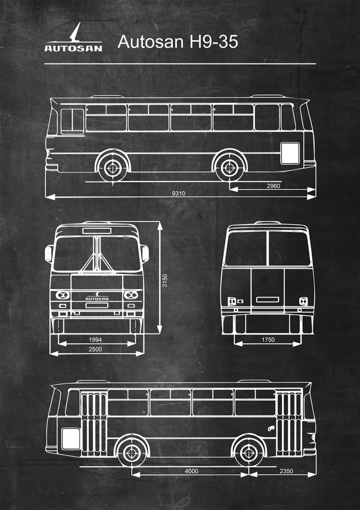 Poszter Busz H9-35 Retro Patent Séma