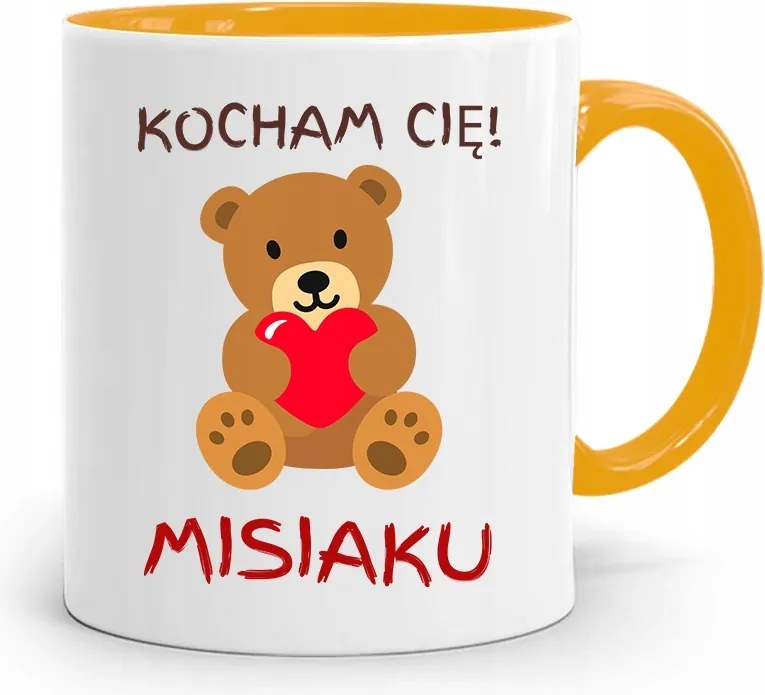 Sárga Bögre Lányoknak Szeretlek Mackó nyomott mintával