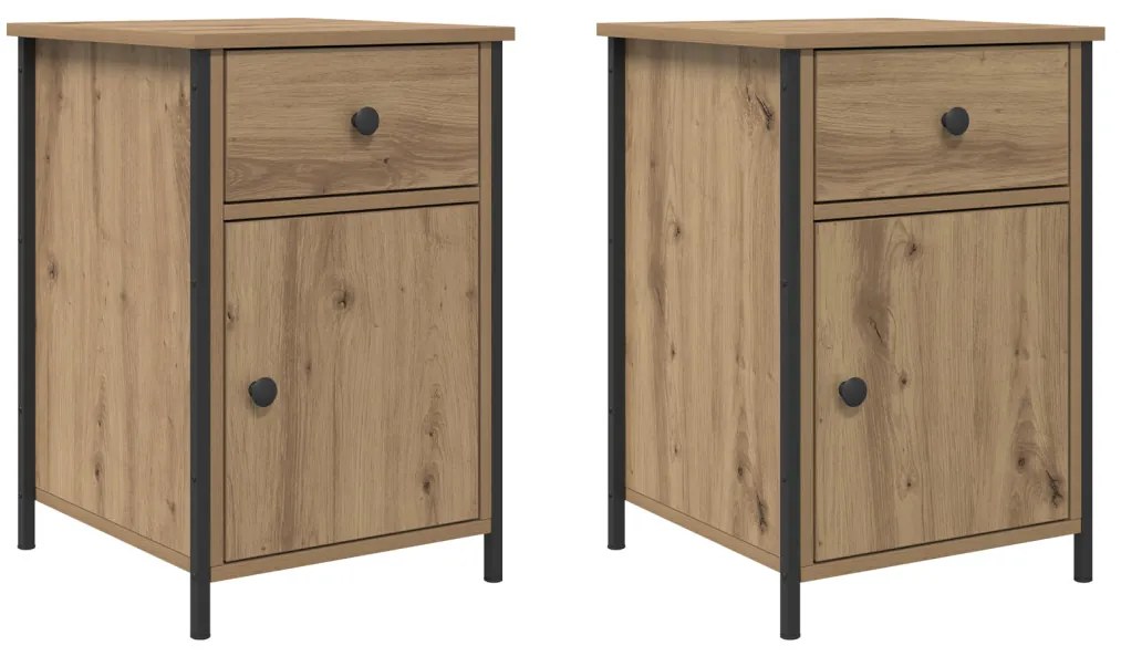 Éjjeliszekrény 2 pcs kézműves tölgy 40 x 42 x 60 cm Faanyag