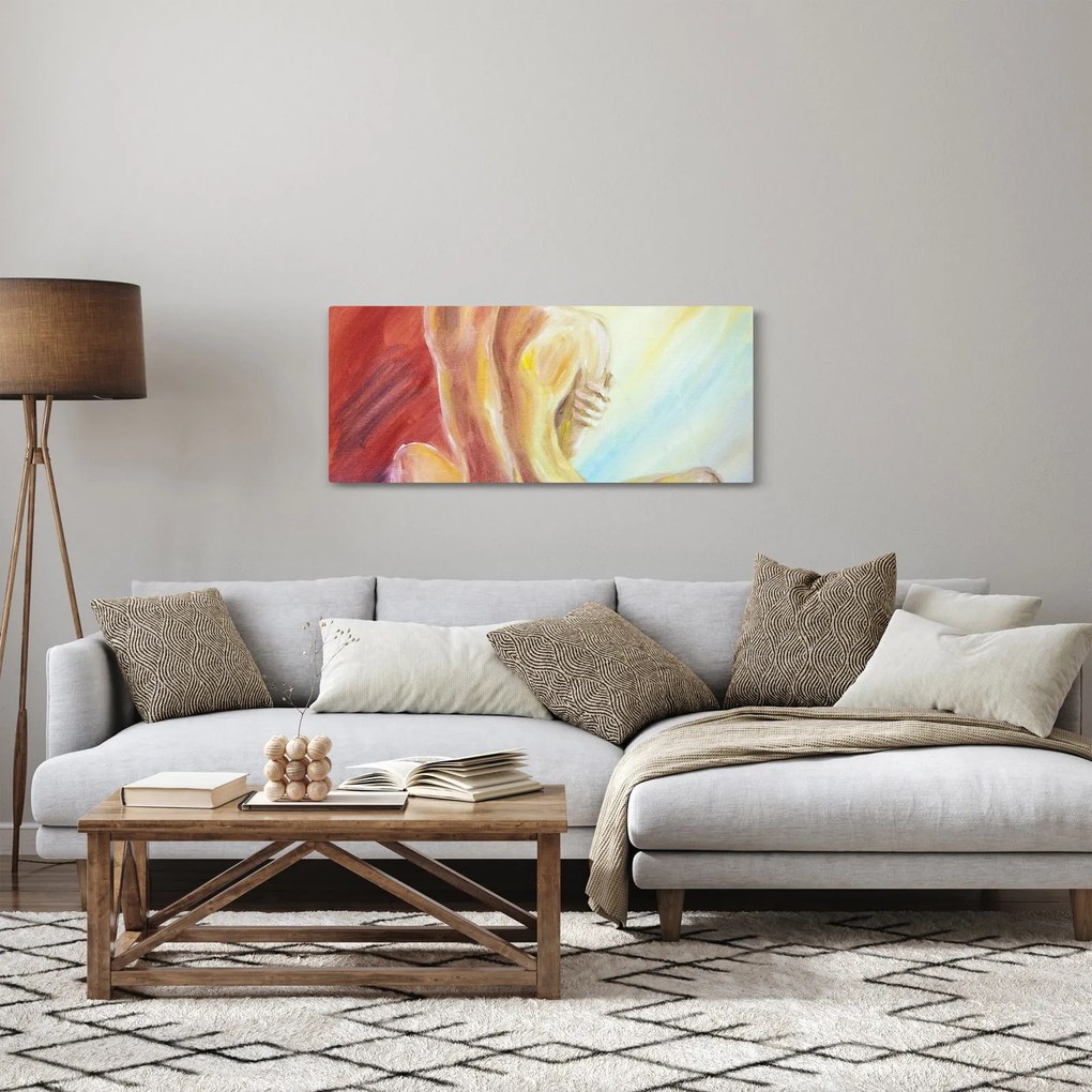 Pihenő nő képe, olajfestmény (120x50 cm)