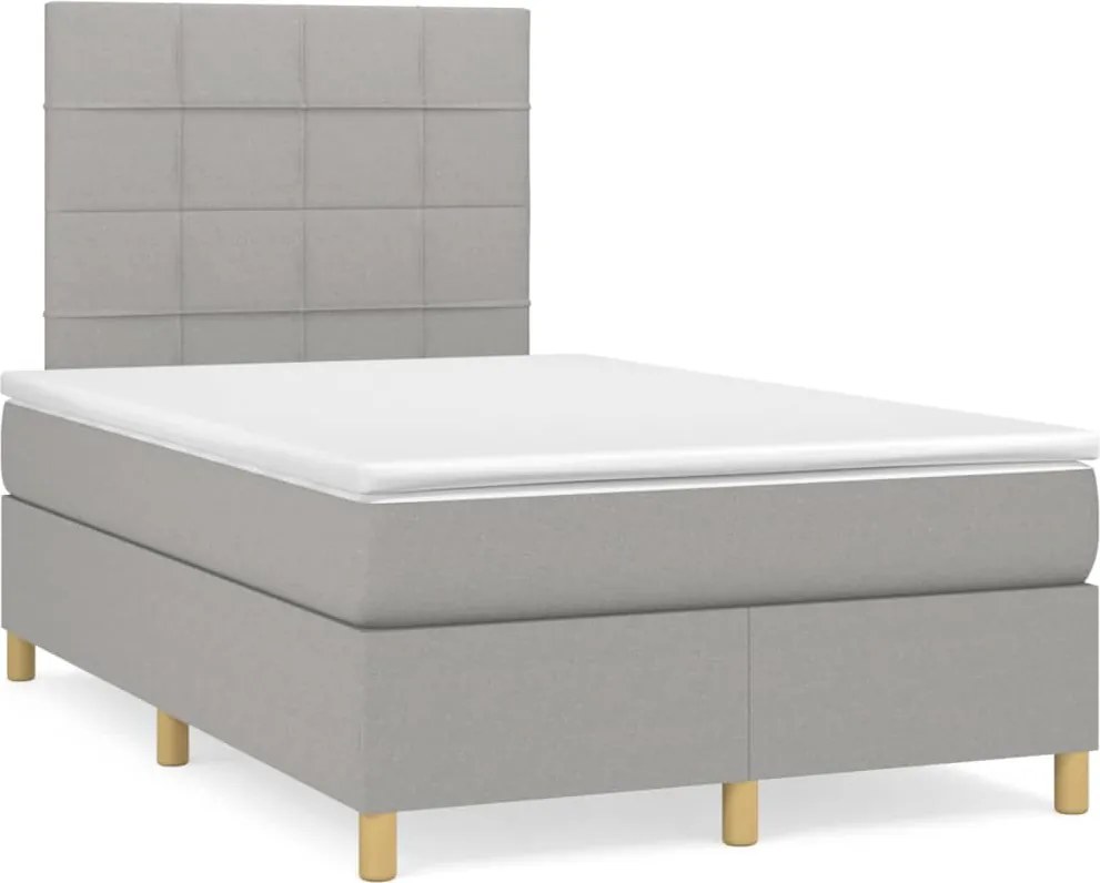vidaXL világosszürke szövet rugós ágy matraccal 120 x 200 cm