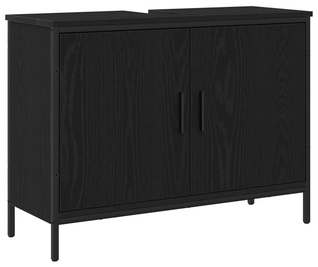 Fürdőszobai Mosdószekrény Fekete Tölgy 80x30x60 cm Műanyag