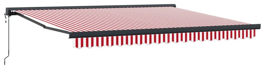 Automatikus Összecsukható Napernyő Piros és Fehér Csíkokkal 400x300 cm