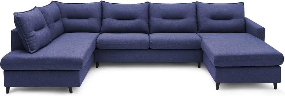 Sinki XXL kék kinyitható U alakú kanapé, jobb oldali - Bobochic Paris