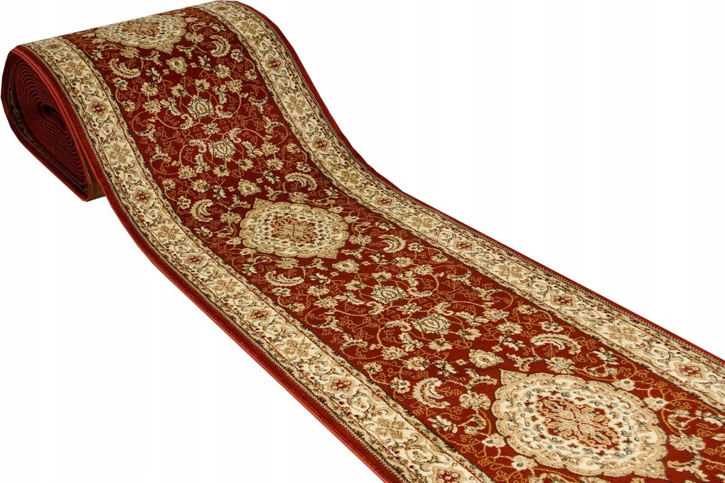 Futószőnyeg Szőnyeg 150 cm széles Klasszikus Bordó Dísz Rose Krém