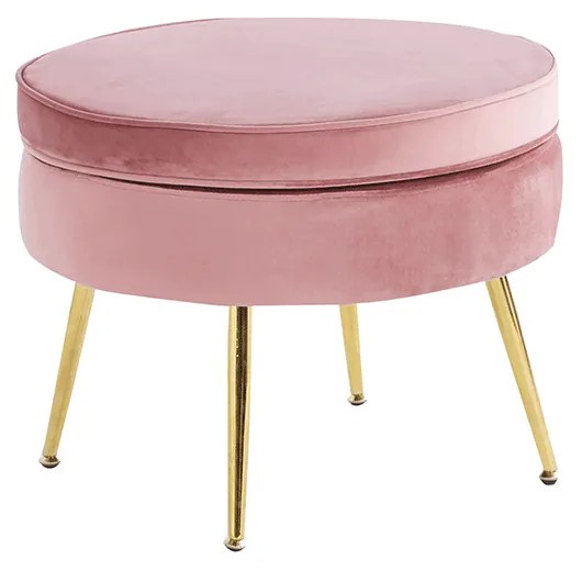 Luxus zsámoly/puff, rózsaszín Velvet szövet/króm arany, Art-deco, NOBLIN TYP 1