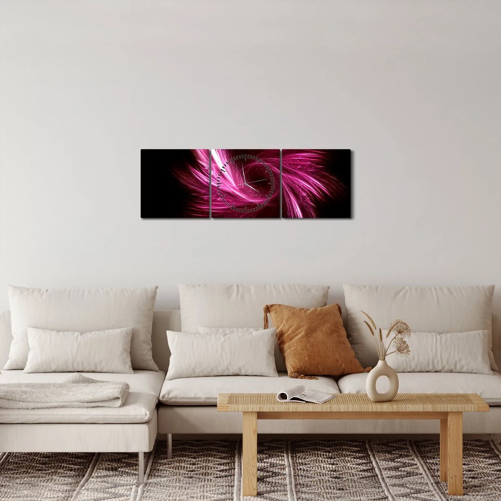 Kép - rózsaszín absztrakció (órával) (90x30 cm)