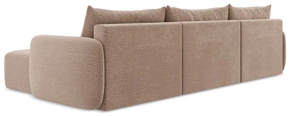 Világosbarna kinyitható-tárolóhelyes sarokkanapé Kalena – Makamii