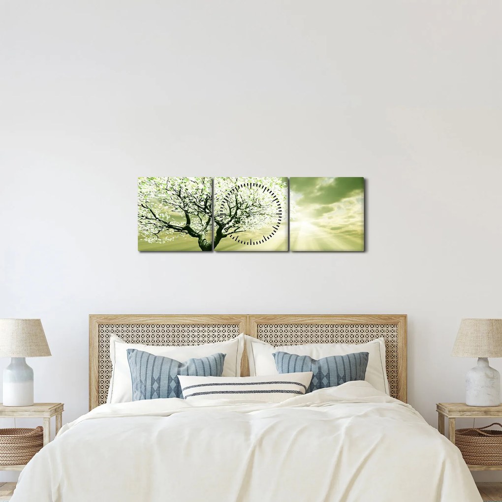 Virágzó fa képe (órával) (90x30 cm)