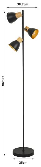 Brilagi - Állólámpa ODENSE 3xE14/10W/230V fa/fekete