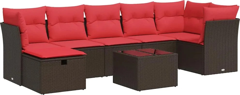 vidaXL 8 részes barna polyrattan kerti ülőgarnitúra párnákkal