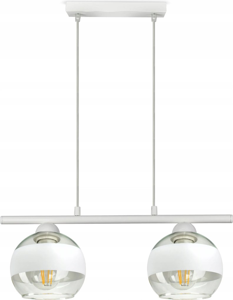 Mennyezeti Függő Lámpa Csillár Fehér Üveg Gömbök Fehér Belt BZR2 Led E27