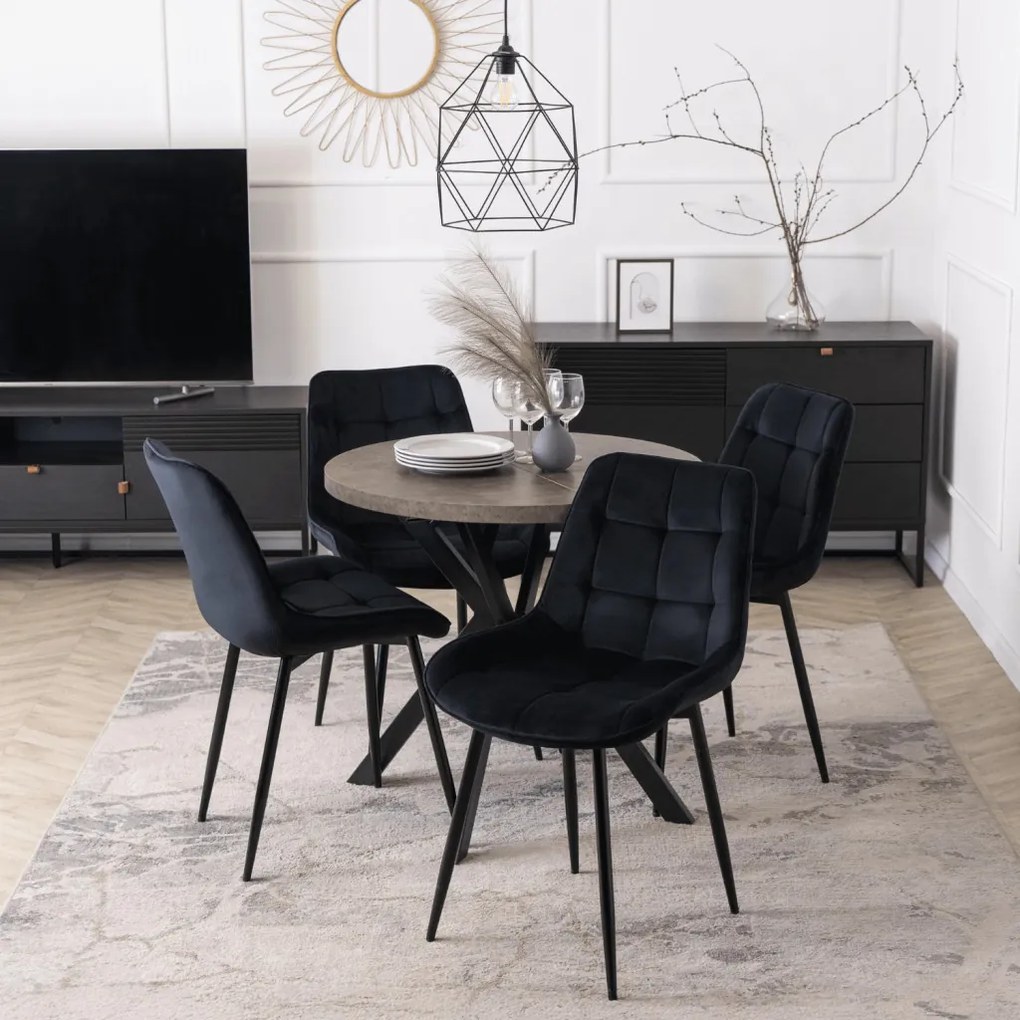 DORIAN asztal 80–160 cm, beton/fekete