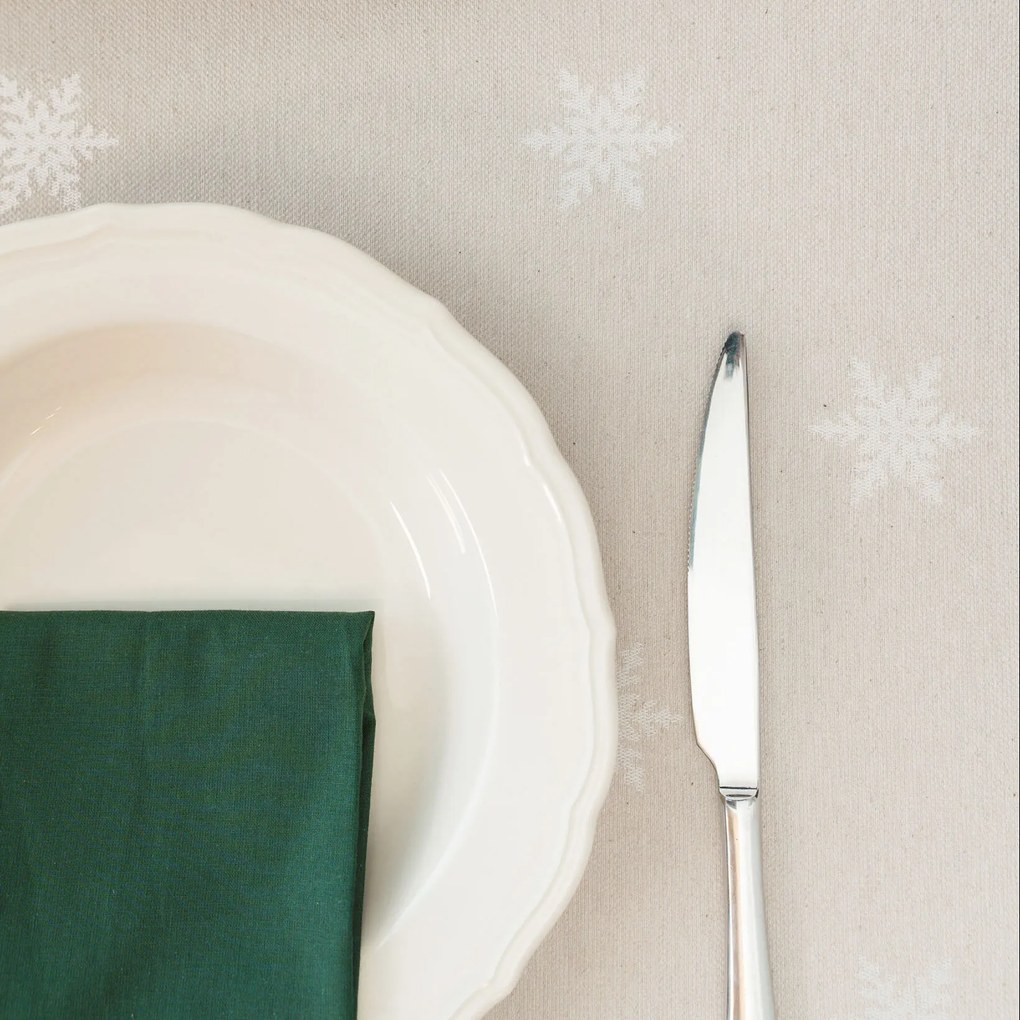 Goldea szögletes terítő natura - hópelyhek természetes alapon 80 x 80 cm