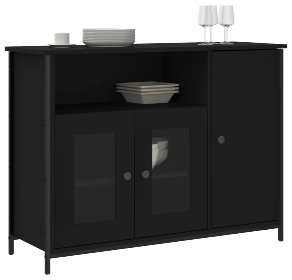 fekete szerelt fa tálalószekrény 100 x 35 x 75 cm