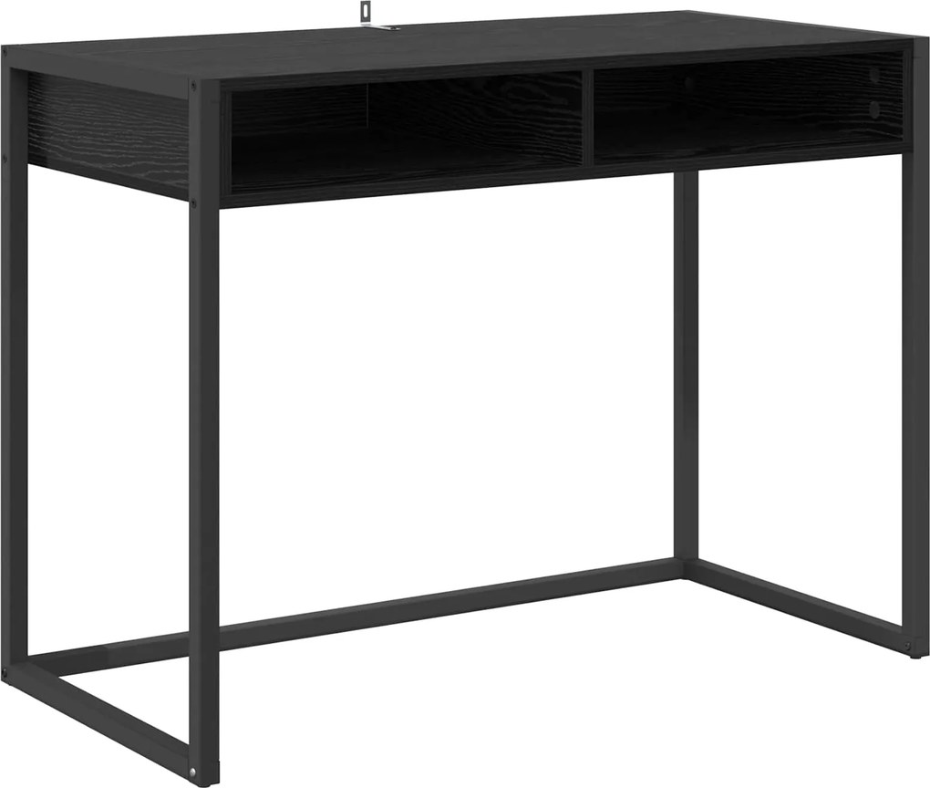 vidaXL Asztal tárolóval Fekete tölgy 100 x 50 x 75 cm Faanyag