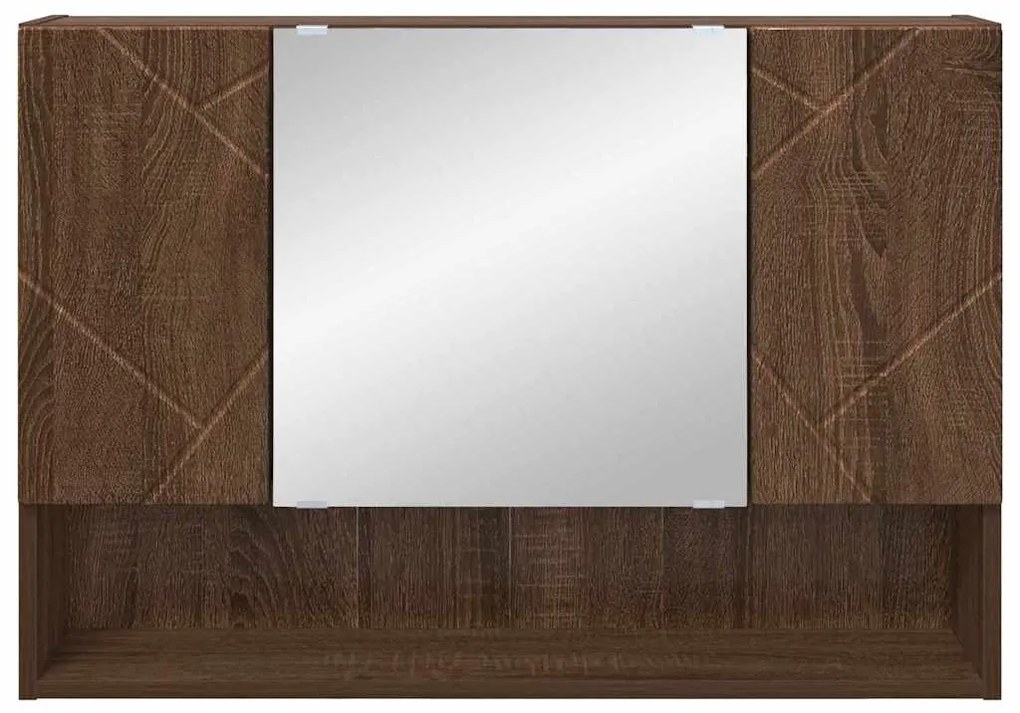 Fürdőszobai tükörszekrény barna tölgy 80 x 17 x 55 cm Faanyag