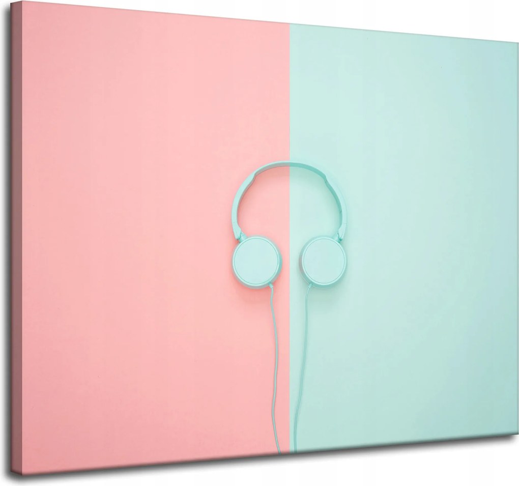 Vászonkép Zene Fejhallgató Kétszínű Pasztell színek 100x80