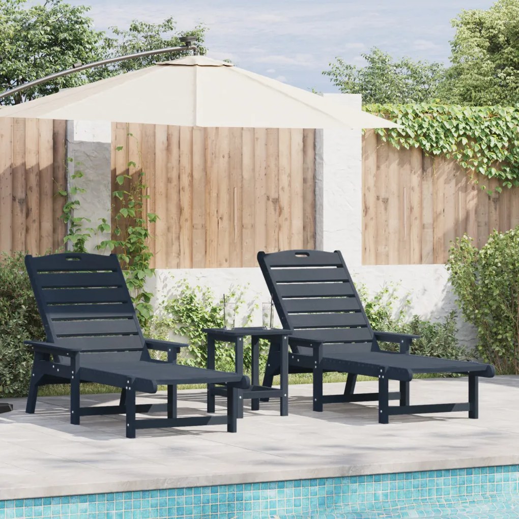 Nyugágy 2 db Tengerészkék 162x53x98.5 cm HDPE